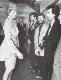 Princess Diana meets Eric Clapton, Ringo Starr and George Harrison back stage, 1987