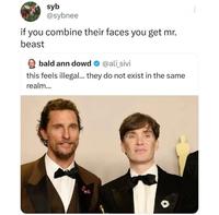 syb @sybnee if you combine their faces you get mr. beast bald ann dowd ❤ @ali_sivi this feels illegal... they do not exist in the same realm...