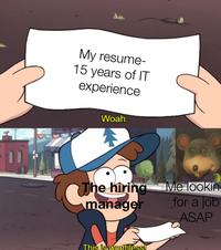 da My resume- 15 years of IT experience Woah. The hiring manager This is worthless! Me lookin for a job ASAP