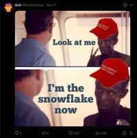 Ash @FoxfireSoup Apr 11 GCAGAIN AMERICA Look at me MAKE AMERICA GREAT AGAIN I'm the snowflake now 4 176 432 ill 5.9K Cut Paste Photos 1
