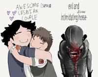 AWESOME (Space) ♡♡LESBIAN COUPLE ♡ evil and AliEN intimidating herse