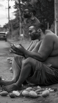 AI slop eating fruit on the side of the road