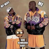 MY WIFE BA PION 495 20 GEL 5 87 ME NE ANTTION LOS B 1999 ANGELES AKERS OUR NEWBORN BABY ESTERS