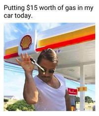 Putting $15 worth of gas in my car today. 40° Hove