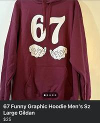 67 D D 67 Funny Graphic Hoodie Men's Sz Large Gildan $25