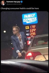 homans top guy @passcoderonald Changing consumer habits could be here FAMILY EXPRESS E85 1.799 Reguler 2.249 MILK 2.99