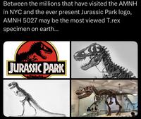 Between the millions that have visited the AMNH in NYC and the ever present Jurassic Park logo, AMNH 5027 may be the most viewed T.rex specimen on earth... JURASSIC PARK