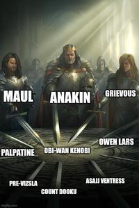 MAUL ANAKIN GRIEVOUS PALPATINE OBI-WAN KENOBI OWEN LARS PRE-VIZSLA imgflip.com ASAJJ VENTRESS COUNT DOOKU