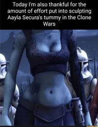 Today I'm also thankful for the amount of effort put into sculpting Aayla Secura's tummy in the Clone Wars Bunny.co