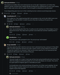 MyDoughnutsGoddamn ⚫ 16h ago They posted an incredibly s----- meme featuring the man on the right. I happened to see it before they deleted it, and the comments were scathing. Basically mocking him by comparing him to some Conan-looking type in a bikini-style bottom with the caption "how he thought he looked/how he actually looked". It was disappointing given how much of their marketing has been centered around being body-inclusive. 613 Reply > Award FronzelNeekburm79. 15h ago Share This is edited, too. Their original apology didn't even apologize to him, just his wife. Which seems even extra s----- since they still didn't consider the person they were insulting, just the person who complained. 329 Reply Award Share ... MyDoughnutsGoddamn ⚫ 14h ago Yeah, I was wondering about that. Plus, I'm pretty sure she's wearing one of their designs. It's just a bad look all around. They really need to get their social media team and their marketing teams in hand. 103 Reply > Award Share ... EtchedKetchum ⚫ 10h ago They still haven't really apologized to him. The post just says "and husband". Ŵ 36 Reply Award Share Strange Radish2965 - 15h ago They keep saying they didn't make the meme but I don't understand how they could post it if they didn't make it. Are they saying they reposted some other content's meme? So they looked at it and were like, "oh yeah this is great for our consumers"? Didn't see the meme myself but I'm not impressed by their engagement with people in the comments of this post. Ŵ 91 B Reply > Award Share MyDoughnutsGoddamn ⚫ 15h ago They were bought out a couple of years ago and have been going downhill pretty hard. Some of the older dress designs are still decent quality, but a lot of the new designs are not great. They used to be a great option for beginner garb at a reasonable price point. I've honestly been a bit confused and thrown off guard by a lot of their recent marketing. The fact that the image in question stayed up for several hours is astounding to me, given the very fast, negative reaction that happened. 104 Reply > Award Share 12 more replies