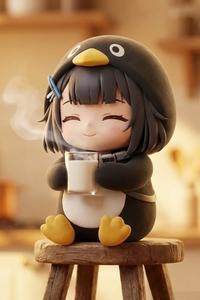 Gugugaga Penguin drinking warm milk