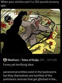 Prehistoric animals in the backrooms