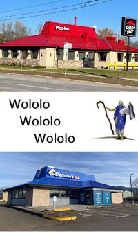 Pizza Hut Dizza Hut NO Wololo Wololo Wololo Domino's REWARDS NEPTE OPEN LATE FREE DOMINO'S CHOICES