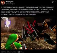 A parody of Homelander's death in The Boys. The parody is based on The Legend of Zelda.