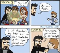 SEASON 3 Do it!! Oh no... Ryan... 2026 ละ I will abandon my best shot at killin' 'omelandah So that Ryan doesn't die PORTUGUESE GEESE SEASON 5 Ryan, you're gonna have to kill yourself