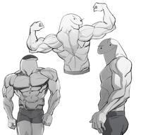 People were complaining about drawing the guy faceless in my comic so I put flork's head on my muscl...