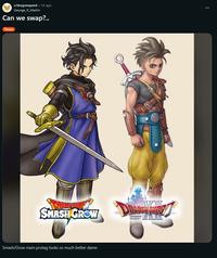 r/dragonquest . 1d ago George_R_Martin Can we swap?.. Photo SMASH GROW ՈՈՐ Smash/Grow main protag looks so much better damn