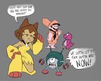 DOES THIS GUY GIVE YOU THE CREEPS TOO, KABOODLE? WE GOTTA GET THE F--- OUTTA HERE NOW!