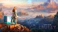 Promotional art for GoW Laufey. The art features Faye and Frank.