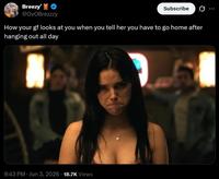 Breezy' @OvOBrezzzy Subscribe How your gf looks at you when you tell her you have to go home after hanging out all day 9:43 PM - Jun 3, 2026 18.7K Views