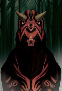 Darth maul as a Carnotaurus 