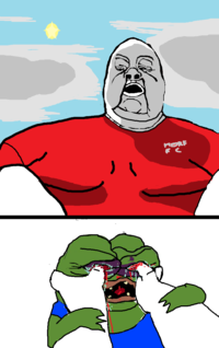 A meme of a North FC player gouging out Pepe's eyes. The meme was posted by u/Cowener.