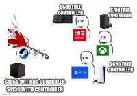 $500 FREE CONTROLLER $700 FREE CONTROLLER 0:2 NINTENDO SWITCH. $1050 WITH NO CONTROLER $1130 WITH CONTROLLER imgflip.com PSS $650 FREE CONTROLLER