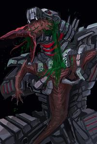Mechagodzilla consumes the skullcrawler 
