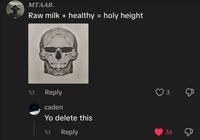 A comment reading, "raw milk + healthy = holy height." The comment is used in ironic lookism memes.