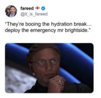 fareed +✔ @it_is_fareed "They're booing the hydration break... deploy the emergency mr brightside."