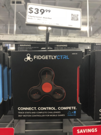 FOR ONLY $3999 Fidgetly Control - Black/Red Model: 6002 SKU:6114700 D C SAV SE POG PRINTED AWARNING CONTAINS BUTTON OR COIN CELL BATTERY, HAZARDOUS IF SWALLOWED- SEE INSTRUCTIONS AWARNING CHOKING HAZARD. SMALL PARTS. NOT FOR CHILDREN UNDED A FIDGETLYCTRL AGES 10+ AW CONTAIN HAZARD AWAR CONTAINS BUT HAZARDOUS IF SEE INSTRUCTI CONNECT. CONTROL. COMPETE. TRACK STATS AND COMPLETE CHALLENGES 360° MOTION CONTROLLER FOR MOBILE GAMES " C CONNECTED TH 36 SAVINGS