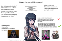 "Best girls always die first bro." "She is not a snake. Just look how she got nice thighs." "She got a church which means she is a good character!" "You would do the same thing if you were on her place." Meet Potential Character! Developers hated her for drawing her over and over again Second most hated character in MyWaifuList Never got an actual figure or nendoroid O role in class trials O character development 7 boys she can manipulate and try to murder Give me liberty Give me fire Give me money and fame Or i retire Stay with your childhood friend. Be his assistant. Solve the murder cases together and help him on class trials. Make sure there is still hope in killing game. And then be his girlfriend and continue to help him in DR2 and DR3. Be a manipulative bitch and lie to your childhood friend about you getting attacked. Switch your rooms with him and try to murder one of the strongest boys in the class. Die first and never get a chance to get character development on class trials. Burn in hell while your childhood friend smashes the detective girl and never thinks about you. Х "If" and "When" but never "Is"
