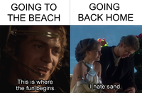 GOING TO THE BEACH GOING BACK HOME This is where the fun begins. I hate sand.