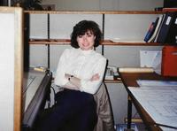 At the office, 1987