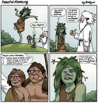 Fateful meeting Hey, Naytch! my name's mother Nature. You gotta check out the latest model in the h--- series! by Boldjun Theyre called humans. Humans seem to love nature! They're making all sorts of crazy stuff out of your I feel like you guys are gonna get along great! plants and animals."