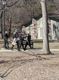 It's a knight being escorted by police in the state of Connecticut