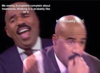 Me seeing Europeans complain about heatwaves, thinking it is probably like 30°C It's actually 40°C