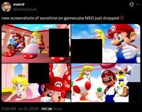 evan☆ @mariocircuit_ new screenshots of sunshine on gamecube NSO just dropped !! M 5:06 AM · Jul 31, 2026 - 707.3K Views