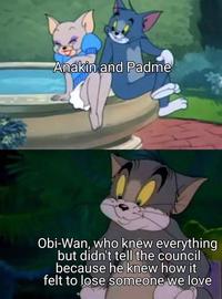 Anakin and Padme Obi-Wan, who knew everything but didn't tell the council because he knew how it felt to lose someone we love