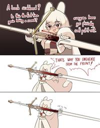 A back scabbard ? Is this the fist time youre holding a sword? evergone knows goo phistally can't pull it out. M THATS WHY YOU UNSHEATE FROM THE FRONT! { still too long