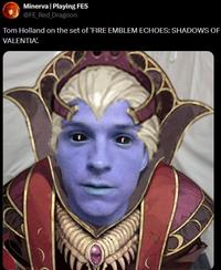 Minerva | Playing FE5 @FE_Red_Dragoon Tom Holland on the set of 'FIRE EMBLEM ECHOES: SHADOWS OF VALENTIA!