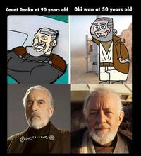Count Dooku at 90 years old Obi wan at 50 years old