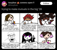 touybox @touybox comms open !! trying to make mutuals in the big '26 Follow yeah! im very inclusive, love is love!! my opinion on black people? uhm...well i support gay rights! if you dont support my i----- dubcon fic you're ableist and you hate every single r--- victim be im literally using this to cope. QUICK!you have exactly 3 minutes to talk to me b4 our insane timezone diferences force one of us offline !!! I HATE EVERYTHING. ALL I DO IS PUT CONTROVERSY ON YOUR FEED. I DONT OWE ANYONE ANYTHING. F--- YOU. im secretly besties with the guy above and lying about it to you, and i WILL put his b------- on your feed. i hate disgusting fat gluttonous COWS of individuals that are over 1 bmi. i probably also hate black ppl.thats the true meanspo.