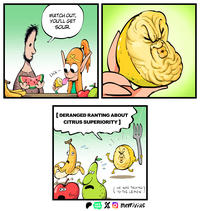 WATCH OUT, YOU'LL GET SOUR. LICK~ [DERANGED RANTING ABOUT CITRUS SUPERIORITY] ( HE WAS TALKING TO THE LEMON ) WEB TOON XOmerrivius