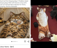 Plush Cat Print Sleeping Bag | 175x80cm Adult Sleeping Bags With Soft Flannel Lining Self | Cute Cat Themed Warm Blanket For Home, Camping, Machine Washable Colour Name: Cat C