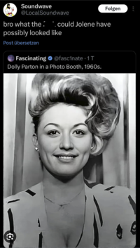 Soundwave @LocalSoundwave Folgen bro what the'. could Jolene have possibly looked like Post übersetzen Fascinating @fascinate 1T Dolly Parton in a Photo Booth, 1960s.