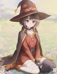 Chomusuke and her familiar Megumin - Konosuba