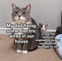 My dad fixing some electric wires in our house 22 year old electrical engineering student me holding the flashlight for him