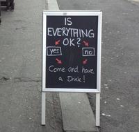 IS EVERYTHING OK? yes no Come and have a Drink!