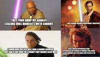 THEY TOOK AWAY MY BADASS LEGENDS DUEL MOMENTS WITH SIDIOUS I LOST SEVERAL BADDIES WHEN DISNEY TOOK OVER I KNOW HOW YOU FEEL BEN, I HAD A BADDIE REDHEAD WIFE AND A SON, NOW I'M A HERMIT THAT DRINKS ALIEN MILK imgflip.com WELL I HAD AN APPRENTICE WHO APPRECIATED ME ENOUGH TO MURDER JEDL, WHEN IASKED AHSOKA SHE WAS MEAN AND YELLED AT ME